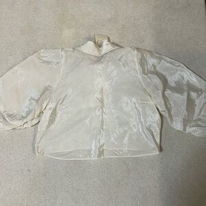 Zara Cream Blouse with Puff Sleeves